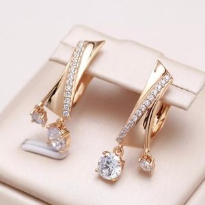 Trendy 585 Rose Gold Natural Zircon Drop Earrings